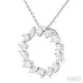 1 Ctw Circle Multi-Cut Diamond Fashion Pendant With Chain in 14K White Gold